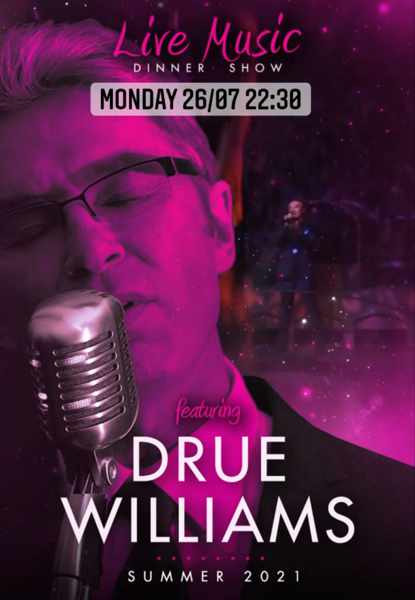 live music by Drue Williams at Pinky Beach Club on Mykonos