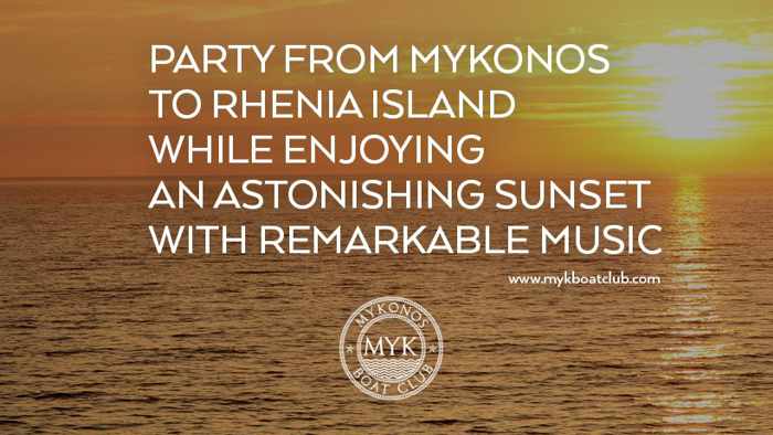 Promotional image for the summer 2021 parties held by Mykonos Boat Club