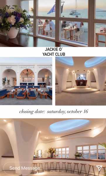 October 16 2021 JackieO Yacht Club on Mykonos season closing announcement