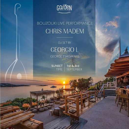 September 1 and 3 2021 live music entertainment at The Garden of Mykonos