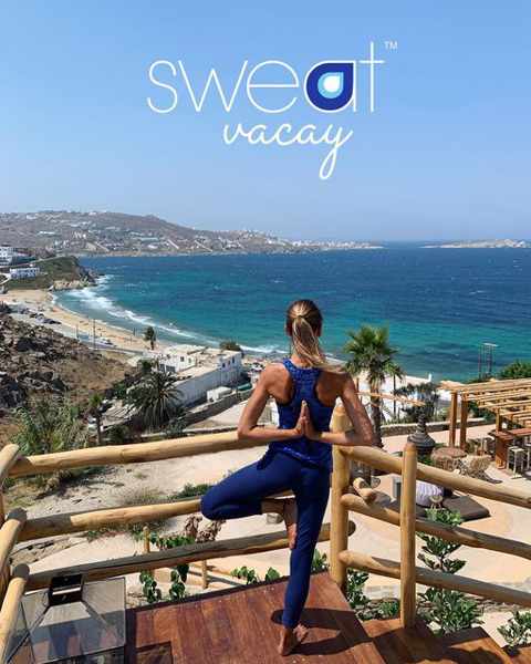 Sweat Vacay yoga pilates and cycling classes at The Garden of Mykonos 