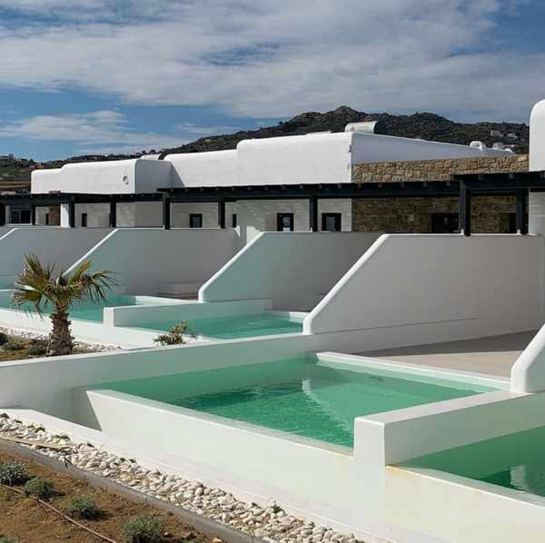 Swimming pools at Agrari Black Villas on Mykonos