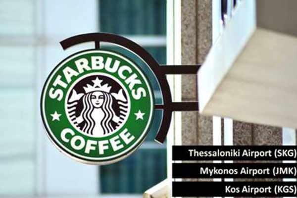 Promotional image for new Starbucks outlets at airports in Greece