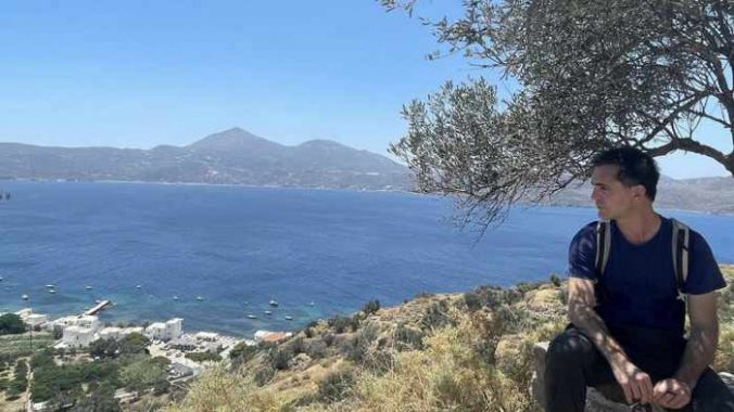 Instagram photo of actor Pedro Alonso on Milos island