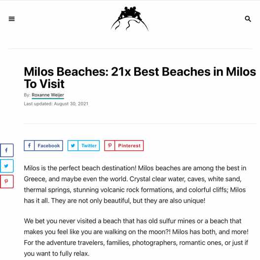Once Upon A Journey article about Milos beaches