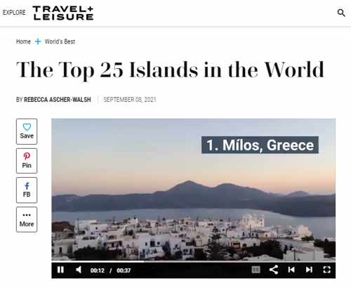 Travel + Leisure Top 24 islands in the world 2021