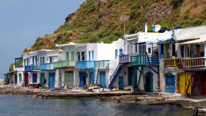 boathouses at Klima village on Milos
