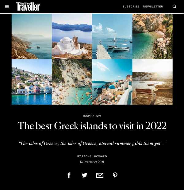 Conde Nast Traveller best Greek Islands article
