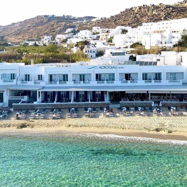 Acrogiali beach hotel on Mykonos