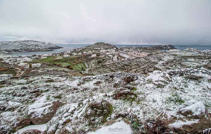 Leanne Vorrias photo of snow on Mykonos island