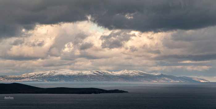 Leanne Vorrias photo of snow capped mountains on Syros island