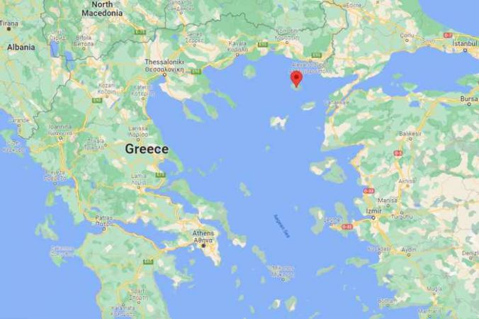 Google map showing location of Samothraki island