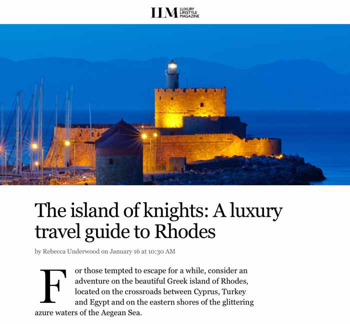 Rhodes profile in Luxury Lifestyle Magazine