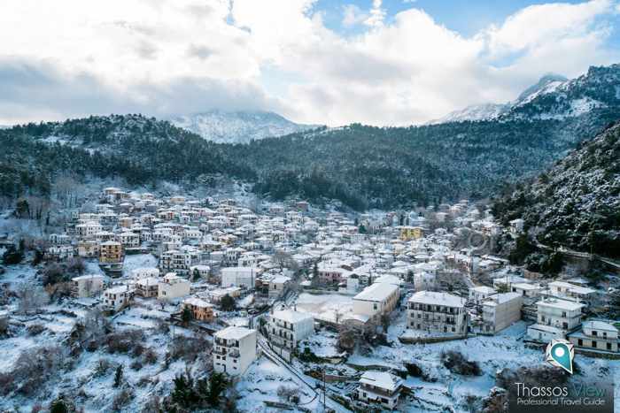 Snowfall on Thassos island