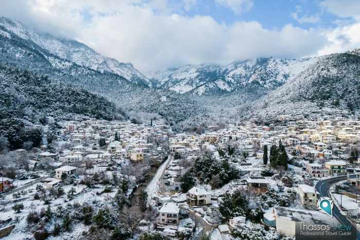 Snowfall on Thassos island