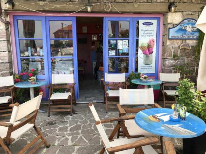Traverso cafe at Skala Sykaminias on Lesvos
