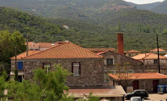 buildings at Skala Sykaminias on Lesvos