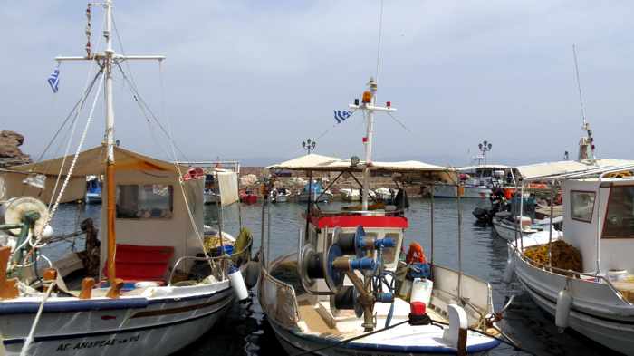 fishing boats in the harbour at Skala Sykaminias on Lesvos