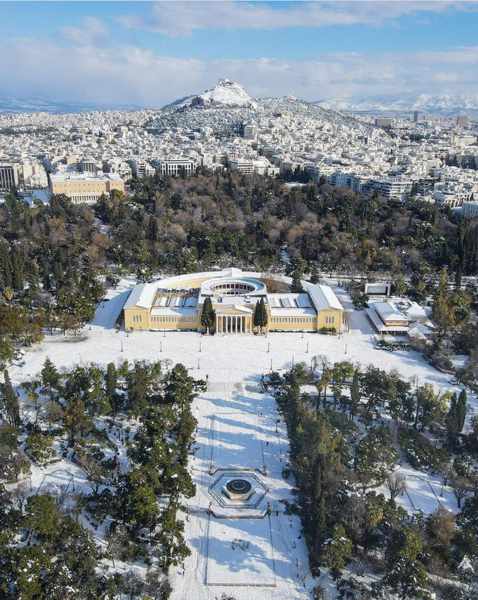 katerinakatopis Instagram photo of snow on the Zappeion in Athens
