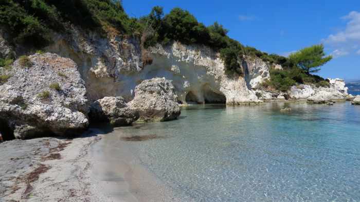 cliffs at Kalamia beach on Kefalonia