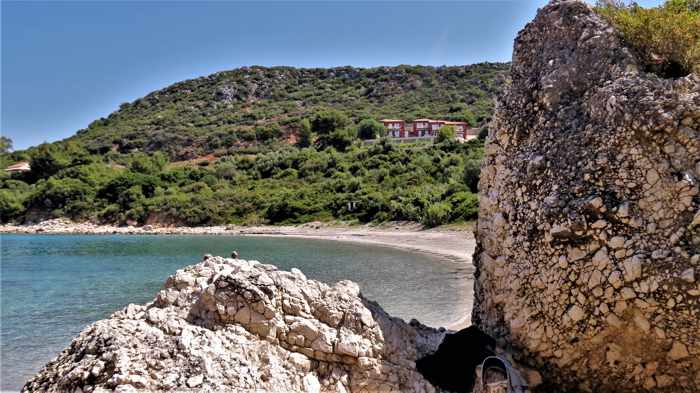 view from the rocks on Kalamia beach