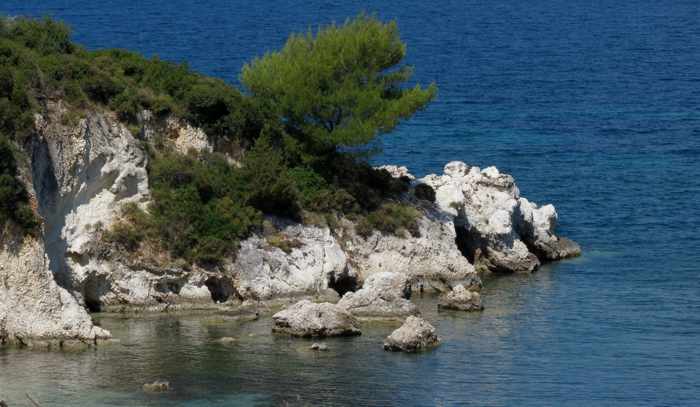 the coast at Kalamia beach on Kefalonia