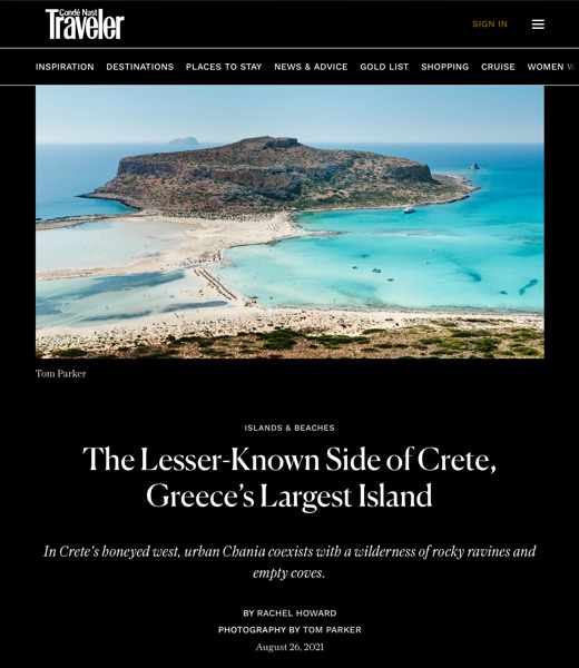 Conde Nast Traveler magazine article on Crete