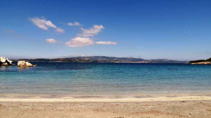 view from the middle of Kalamia beach on Kefalonia