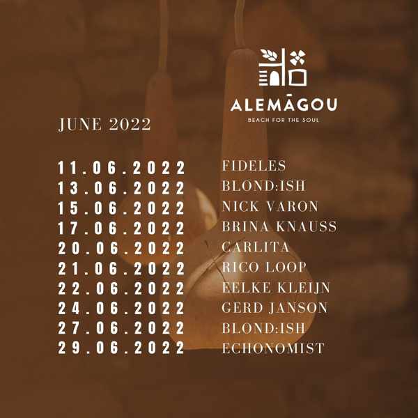 Alemagou beach club on Mykonos June 2022 schedule of DJ events