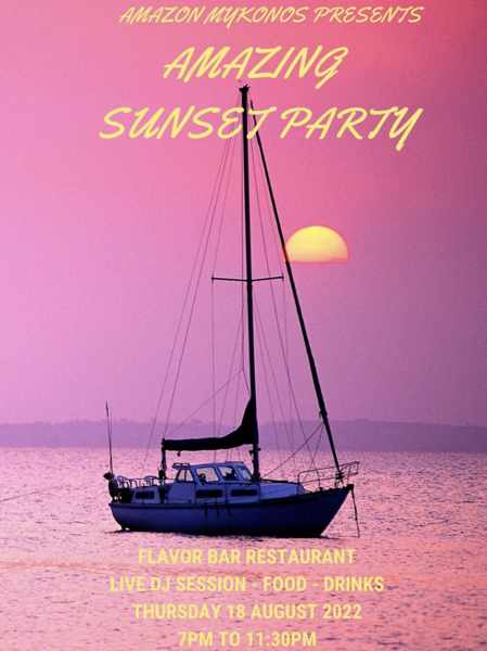 August 18 Amazon Mykonos resort Amazing Sunset Party