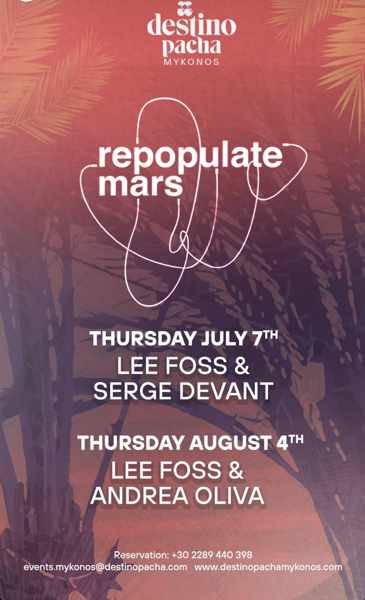 August 4 Repopulate Mars party at Destino Pacha Mykonos