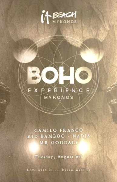 August 9 Boho Experience party at ITBeach Mykonos