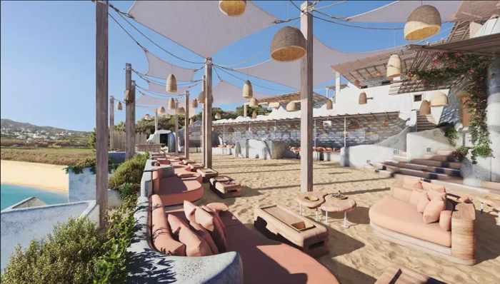 Ftelia Pacha Mykonos beach club on Mykonos seen in an image from its website