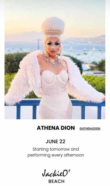 JackieO Beach club on Mykonos presents Athena Dion