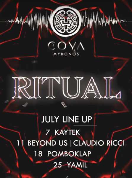 July DJ lineup for the July Ritual events at Coya Mykonos
