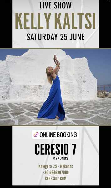 June 25 Ceresio7 Mykonos presents singer Kelly Kaltsi