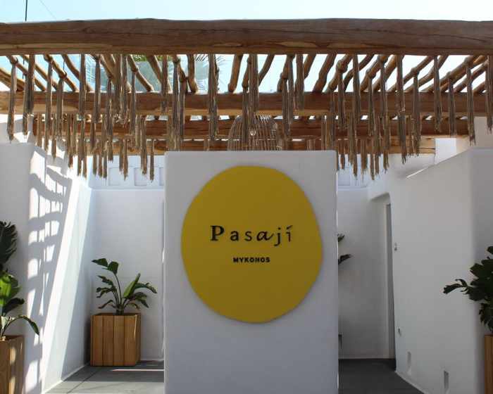 the entrance to Pasaji beach club on Mykonos