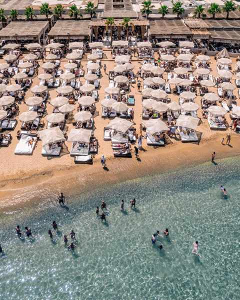 aerial view of Principote Mykonos beach club 