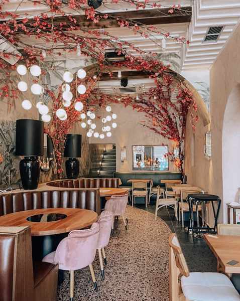 Interior of Promenade Mykonos restaurant and bar 