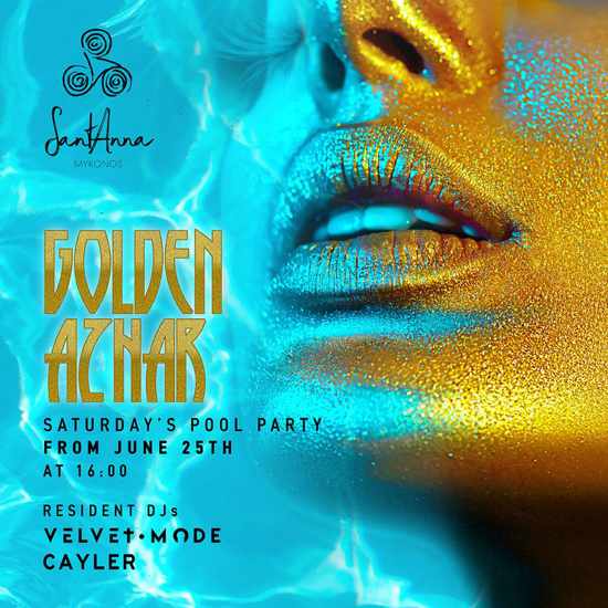 SantAnna beach club on Mykonos presents Golden Azhar pool parties every Saturday