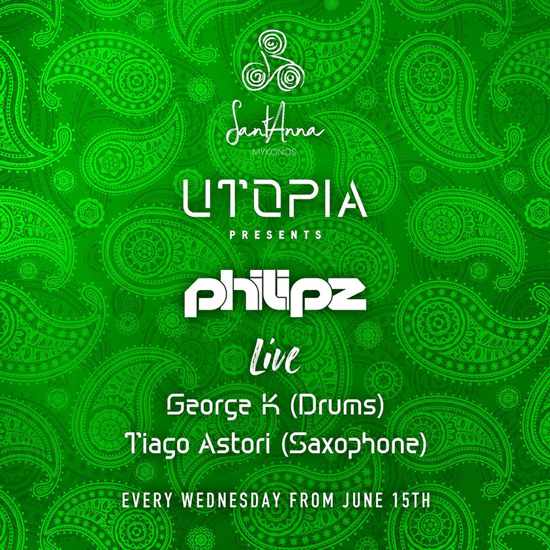 Utopia events at SantAnna beach club on Mykonos