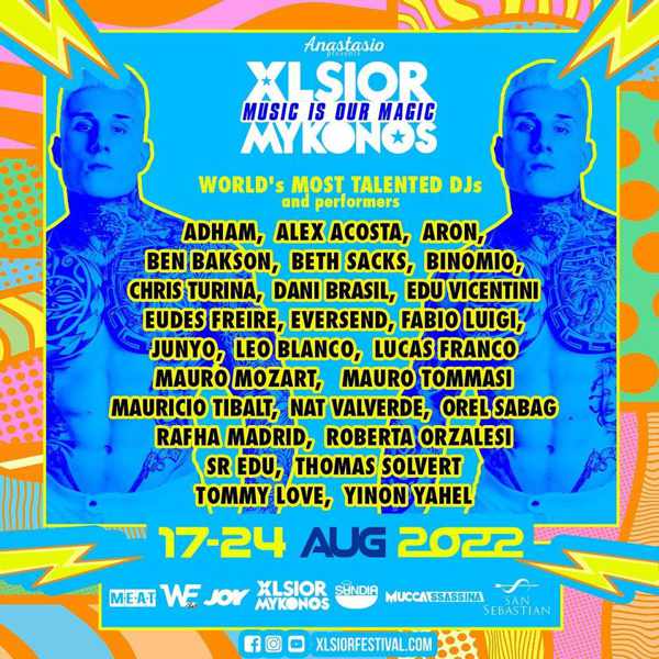 XLSIOR Mykonos Festival 2022 DJ lineup