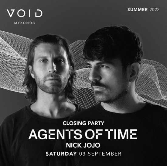 2022 season closing party announcement for Void club on Mykonos