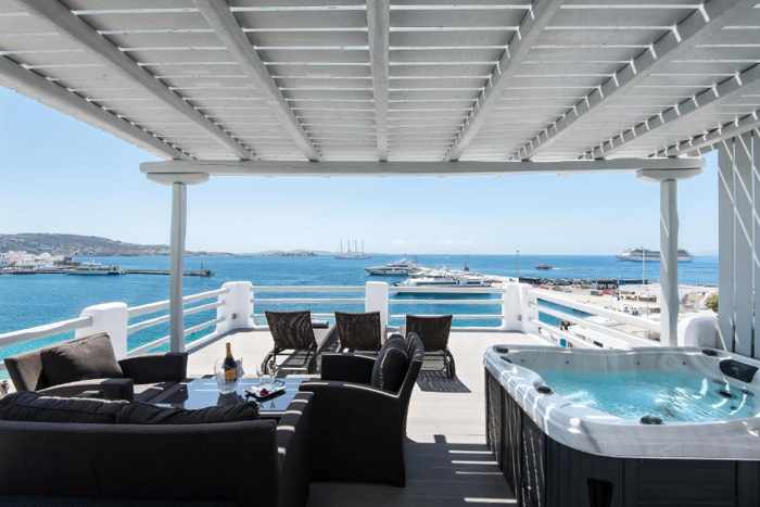 View from a patio at Riva Suites on Mykonos