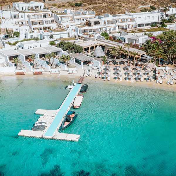 Kensho Psarou hotel at Psarou beach on Mykonos