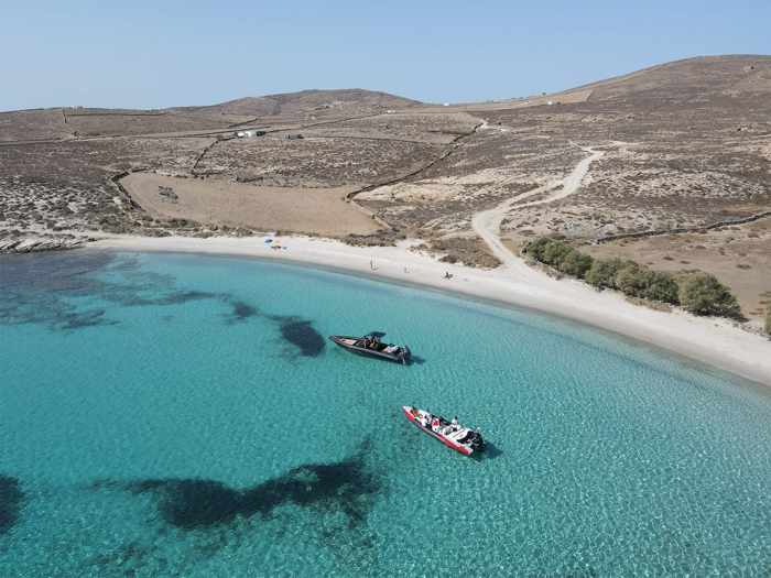 rib boats operated by Salty Boat Trips Mykonos