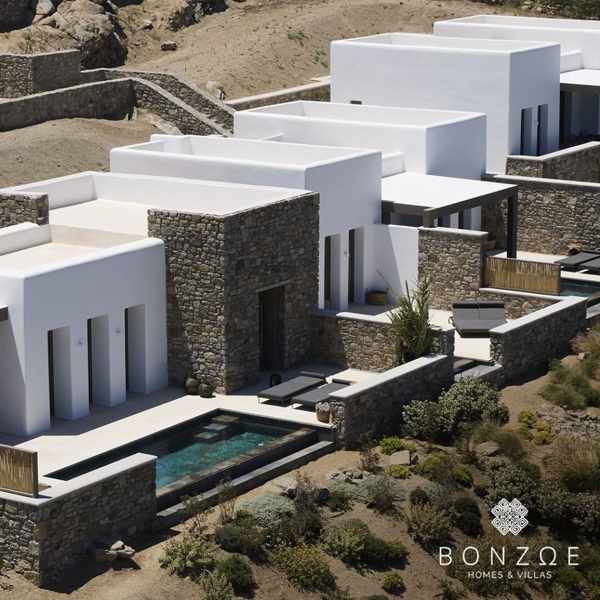 Aerial view of Bonzoe Homes & Villas on Mykonos 