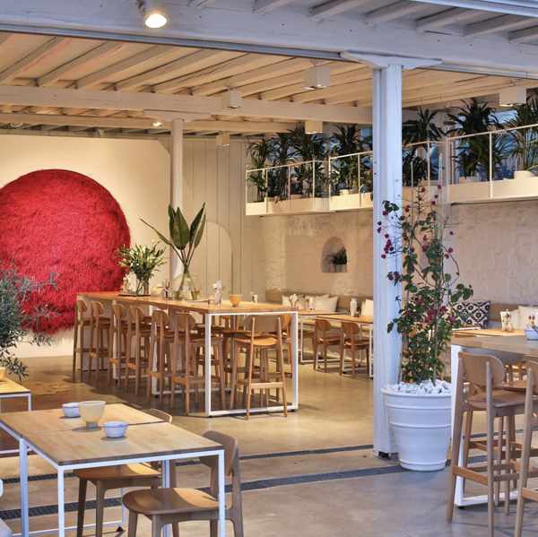 Interior of Bowl restaurant at Ornos on Mykonos