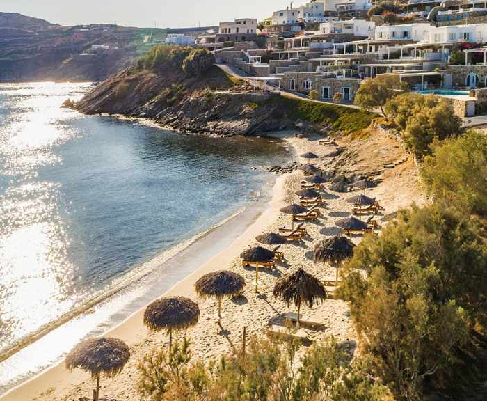 Aerial view of Casa del Mar Mykonos Seaside Resort