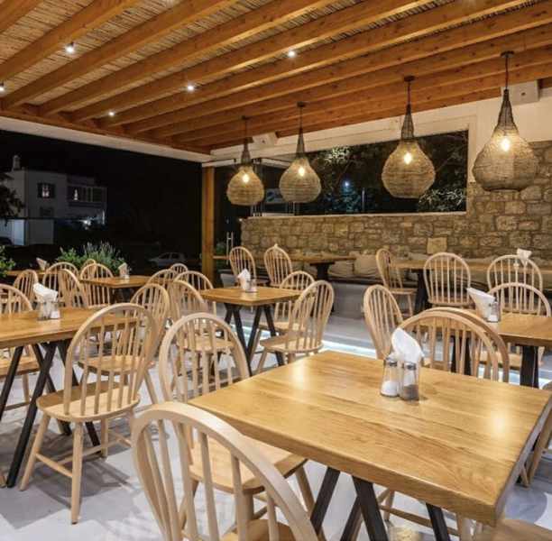 Interior of Local Mykonos BBQ & Souvlaki restaurant on Mykonos